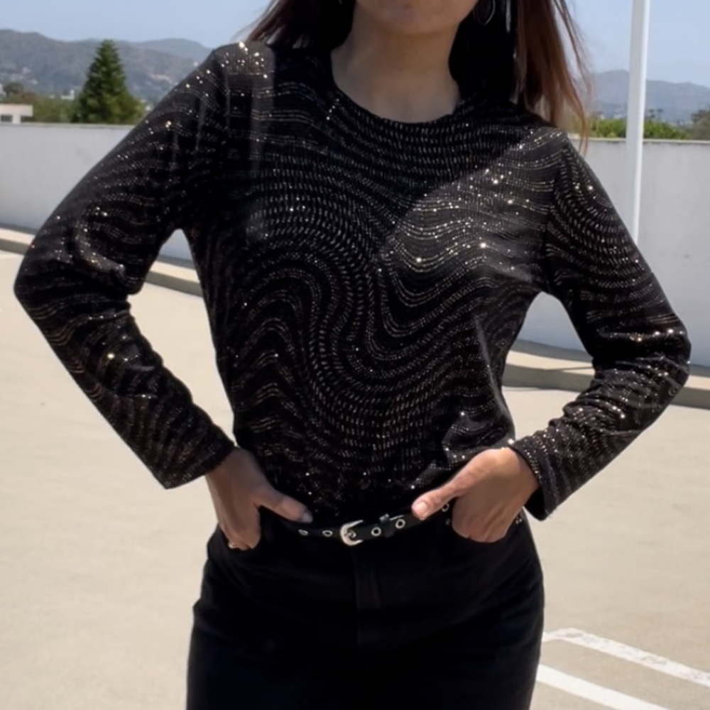 Vintage Glittery Gold Long Sleeve.